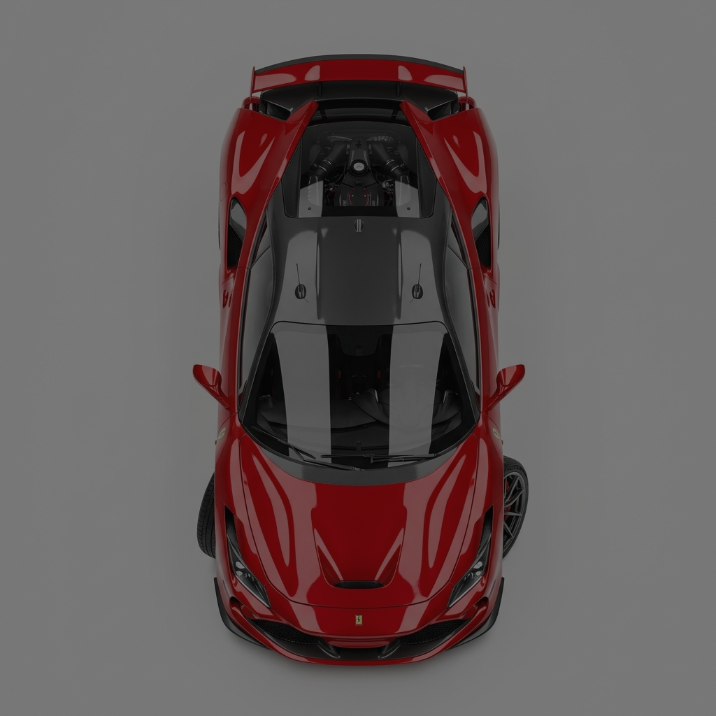 Red sports car from above